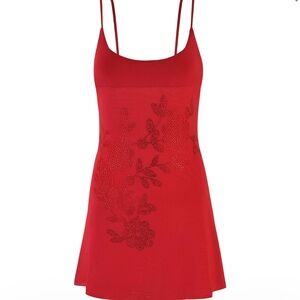 Elegant Red Floral Nightdress